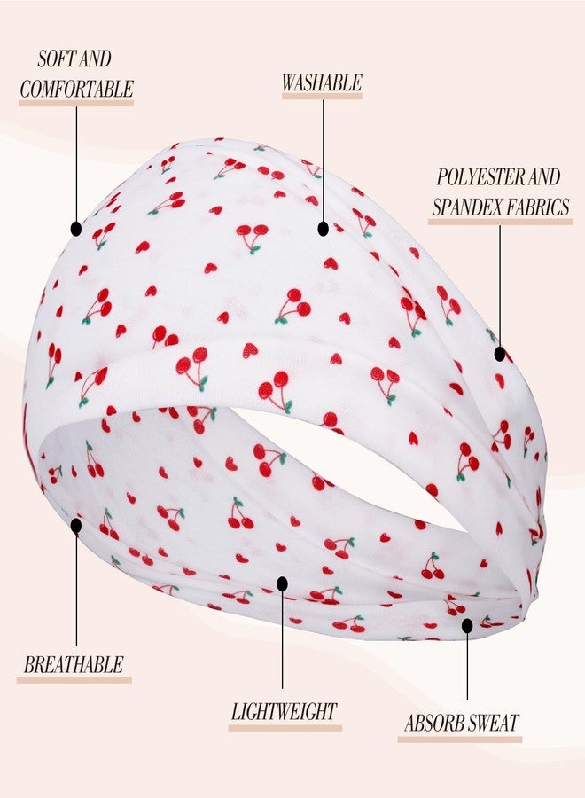 obeoby 8 Pack Floral Cherry Headbands for Spring Summer Outfits, Non Slip Fashion Boho Headbands for Women Girls - Image 3